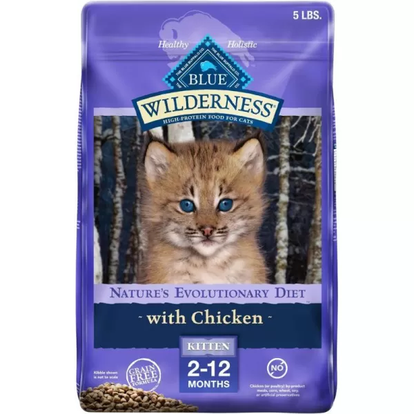 imageBlue Buffalo Wilderness High Protein Natural Grain Free Kitten Food Bundle Dry Cat Food and Wet Cat Food Chicken 5lb Dry Food  3oz cans 24ctChicken 5 Pound Pack of 1