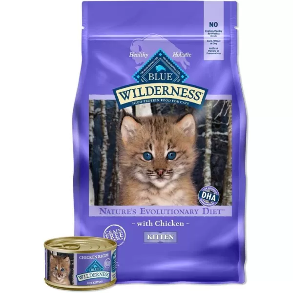 imageBlue Buffalo Wilderness High Protein Natural Grain Free Kitten Food Bundle Dry Cat Food and Wet Cat Food Chicken 5lb Dry Food  3oz cans 24ctChicken Bundle  5 lb  3 oz Pack of 24