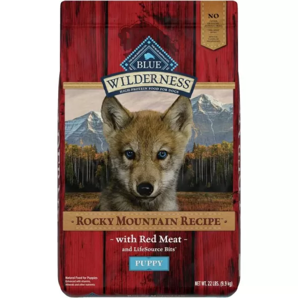 imageBlue Buffalo Wilderness High Protein Natural Grain Free Puppy Dry Dog Food and Wet Puppy Food Turkey and Chicken 24lb Dry Food  125oz cans 12ctRed Meat  ChickenFree