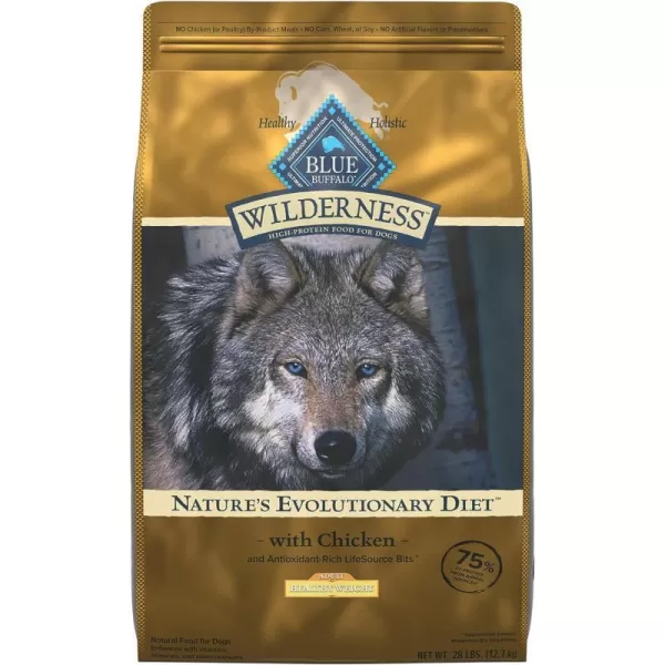 imageBlue Buffalo Wilderness High Protein Natural Healthy Weight Adult Dry Dog Food Plus Wholesome Grains Chicken 28 lb BagBlue Buffalo Wilderness High Protein Natural Healthy Weight Adult Dry Dog Food Plus Wholesome Grains Chicken 28 lb Bag