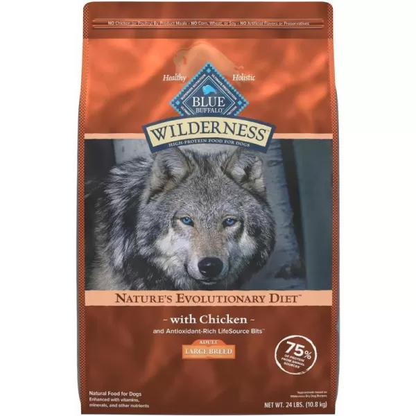 imageBlue Buffalo Wilderness High Protein Natural Large Breed Adult Dry Dog Food plus Wholesome Grains Salmon 28 lb bagChicken plus Wholesome Grains 24 Pound Pack of 1