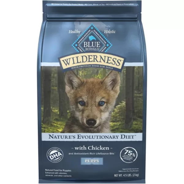 imageBlue Buffalo Wilderness High Protein Natural Puppy Dry Dog Food plus Wholesome Grains Chicken 45 lb bagBlue Buffalo Wilderness High Protein Natural Puppy Dry Dog Food plus Wholesome Grains Chicken 45 lb bag