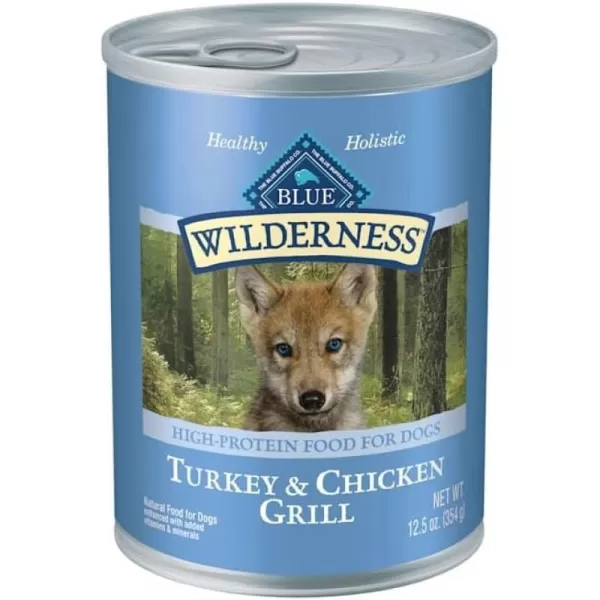 imageBlue Buffalo Wilderness High Protein Natural Puppy Wet Dog Food Turkey amp Chicken Grill 125oz cans Pack of 12Turkey 1 Count Pack of 1