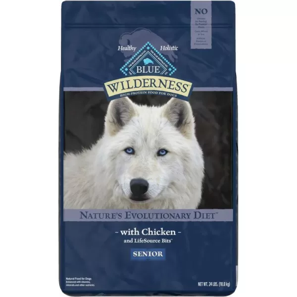 imageBlue Buffalo Wilderness High Protein Natural Senior Dry Dog Food Chicken 24lbChicken 24 Pound Pack of 1