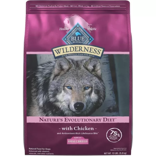 imageBlue Buffalo Wilderness High Protein Natural Small Breed Adult Dry Dog Food plus Wholesome Grains Chicken 13 lb bag13 Pound Pack of 1