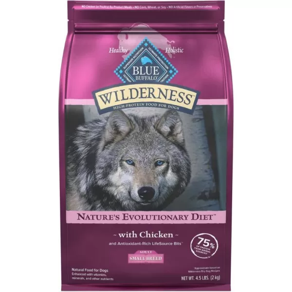 imageBlue Buffalo Wilderness High Protein Natural Small Breed Adult Dry Dog Food plus Wholesome Grains Chicken 13 lb bag45 Pound Pack of 1