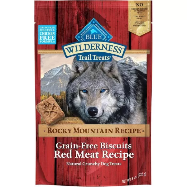 imageBlue Buffalo Wilderness Rocky Mountain Recipe High Protein Grain Free Crunchy Dog Treats Biscuits Red Meat 8oz bagRed Meat 8 Ounce Pack of 1