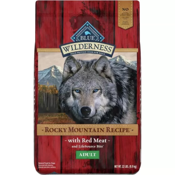 imageBlue Buffalo Wilderness Rocky Mountain Recipe High Protein Natural Adult Dry Dog Food Red Meat 22lbBeef 22 Pound Pack of 1