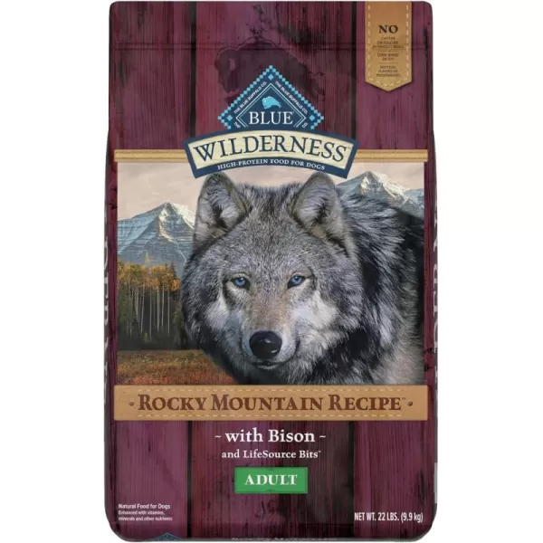 imageBlue Buffalo Wilderness Rocky Mountain Recipe High Protein Natural Adult Dry Dog Food Red Meat 22lbBison 22 Pound Pack of 1