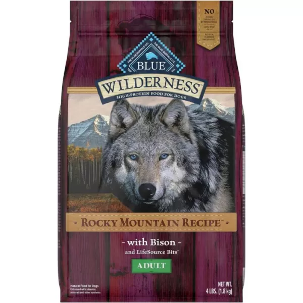 imageBlue Buffalo Wilderness Rocky Mountain Recipe High Protein Natural Adult Dry Dog Food Red Meat 22lbBison 4 Pound Pack of 1