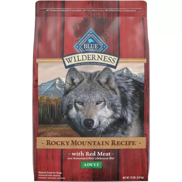 imageBlue Buffalo Wilderness Rocky Mountain Recipe High Protein Natural Adult Dry Dog Food Red Meat with Grain 24 lb bagRed Meat with Grain 13 Pound Pack of 1