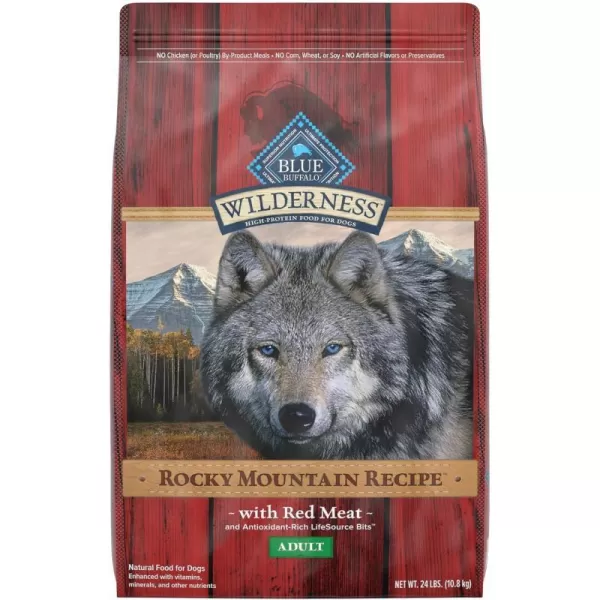 imageBlue Buffalo Wilderness Rocky Mountain Recipe High Protein Natural Adult Dry Dog Food Red Meat with Grain 24 lb bagRed Meat with Grain 2400 Pound Pack of 1