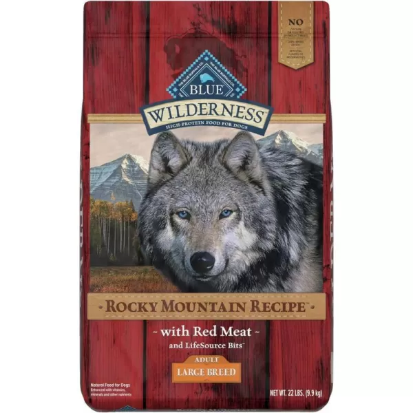 imageBlue Buffalo Wilderness Rocky Mountain Recipe High Protein Natural Adult Large Breed Dry Dog Food Bison 22lbRed Meat