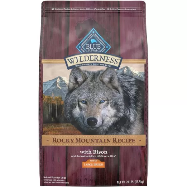 imageBlue Buffalo Wilderness Rocky Mountain Recipe High Protein Natural Large Breed Adult Dry Dog Food Red Meat with Grain 24 lb bagBison with Grain 28 Pound Pack of 1