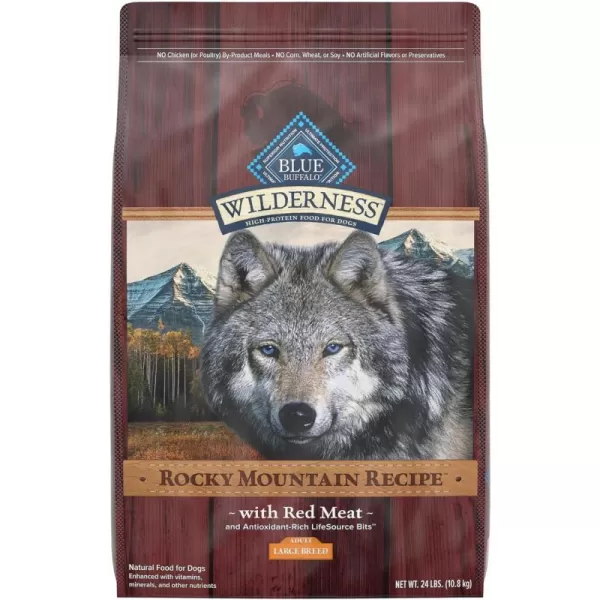 imageBlue Buffalo Wilderness Rocky Mountain Recipe High Protein Natural Large Breed Adult Dry Dog Food Red Meat with Grain 24 lb bagRed Meat with Grain 2400 Pound Pack of 1