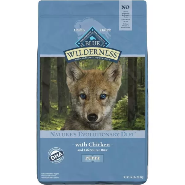 imageBlue Buffalo Wilderness Rocky Mountain Recipe High Protein Natural Puppy Dry Dog Food Red Meat 22lbDry Dog Food Chicken Grain Free 24 Pound Pack of 1