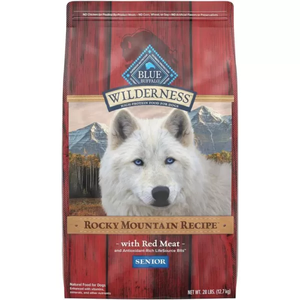 imageBlue Buffalo Wilderness Rocky Mountain Recipe High Protein Natural Senior Dry Dog Food Red Meat with Grain 28 lb bagBlue Buffalo Wilderness Rocky Mountain Recipe High Protein Natural Senior Dry Dog Food Red Meat with Grain 28 lb bag