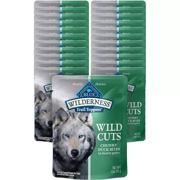 imageBlue Buffalo Wilderness Trail Toppers Wild Cuts High Protein Natural Wet Dog Food Variety Pack Chicken and Beef Bites 3oz Pouch 12 CountDuck 3 Ounce Pack of 24