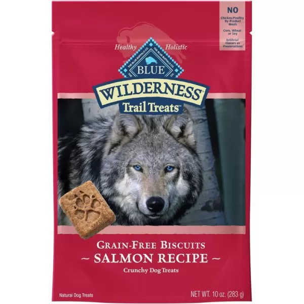 imageBlue Buffalo Wilderness Trail Treats High Protein Grain Free Crunchy Dog Treats Biscuits Salmon Recipe 24oz BagSalmon 10 Ounce Pack of 1
