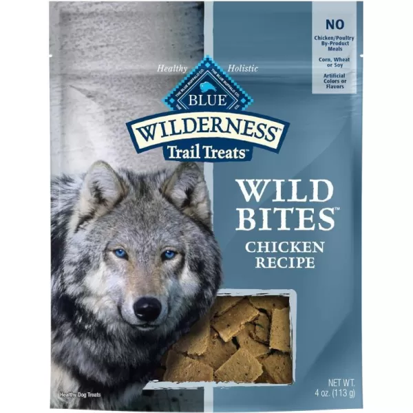 imageBlue Buffalo Wilderness Trail Treats Wild Bites High Protein Grain Free SoftMoist Dog Treats Chicken 4oz bagBlue Buffalo Wilderness Trail Treats Wild Bites High Protein Grain Free SoftMoist Dog Treats Chicken 4oz bag