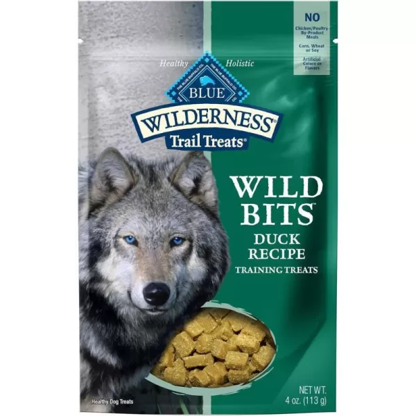 imageBlue Buffalo Wilderness Trail Treats Wild Bits High Protein Grain Free SoftMoist Training Dog Treats Salmon Recipe 10oz BagDuck 4 Ounce Pack of 1