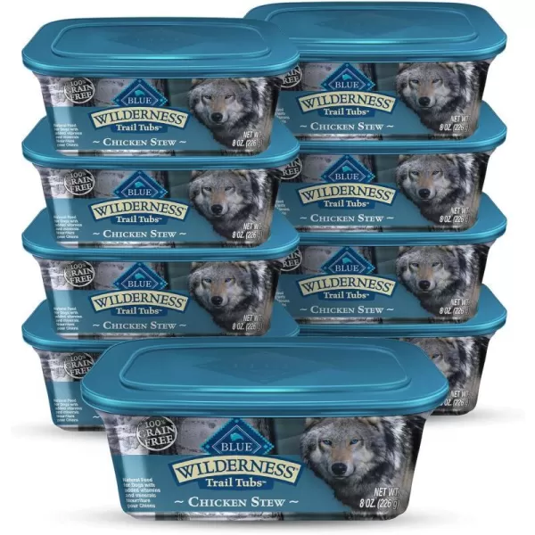 imageBlue Buffalo Wilderness Trail Tubs High Protein Natural Adult Wet Dog Food Tubs Chicken Stew 8oz Pack of 8Chicken Stew 8 Ounce Pack of 8