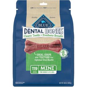 imageBlue Buffalo Dental Bones Mini Natural Dental Chew Dog Treats Bag Value PackMini Bones For Dogs 515 lbs
