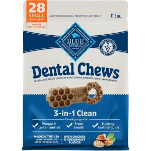 imageBlue Buffalo Dental Chews Medium Natural Dog Treats Chicken ampamp Spearmint 345oz Bag 42 CountSmall Bones For Dogs 520 lbs