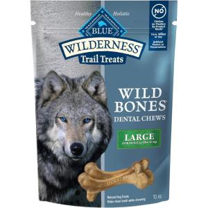 imageBlue Buffalo Wilderness Wild Bones GrainFree Dental Chews Dog Treats Large 27oz BagLarge Bones For Dogs 50 lbs