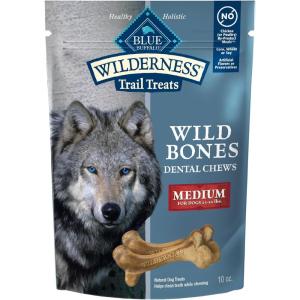 imageBlue Buffalo Wilderness Wild Bones GrainFree Dental Chews Dog Treats Medium 27oz BagMedium Bones For Dogs 2550 lbs