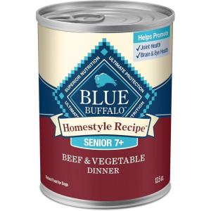 imageBlue Buffalo Homestyle Recipe Senior Wet Dog Food Made with Natural Ingredients Chicken Dinner with Garden Vegetables 125oz Cans 12 CountBeef