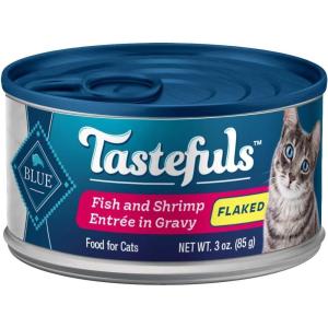 imageBlue Buffalo Tastefuls Flaked Wet Cat Food Variety Pack Made with Natural Ingredients Tuna Chicken Fish ampamp Shrimp 3oz Cans 12 Count 4 of EachFish  Shrimp