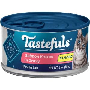imageBlue Buffalo Tastefuls Flaked Wet Cat Food Variety Pack Made with Natural Ingredients Tuna Chicken Fish ampamp Shrimp 3oz Cans 12 Count 4 of EachSalmon