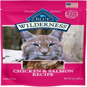imageBlue Buffalo Wilderness Grain Free SoftMoist Cat Treats Chicken ampamp Salmon 8oz BagChicken  Salmon