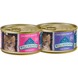 imageBlue Buffalo Wilderness Natural High Protein Grain Free Salmon Pate Wet Food for Kittens 3 oz Case of 24Variety Pack Chicken  Salmon