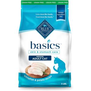 imageBlue Buffalo Basics GrainFree Dry Cat Food Skin ampamp Stomach Care Limited Ingredient Diet for Indoor Cats Turkey ampamp Potato Recipe 11lb BagFish  Potato
