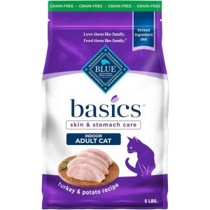 imageBlue Buffalo Basics GrainFree Dry Cat Food Skin ampamp Stomach Care Limited Ingredient Diet for Indoor Cats Turkey ampamp Potato Recipe 11lb BagTurkey  Potato