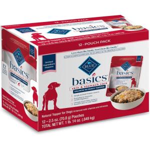 imageBlue Buffalo Basics Skin ampamp Stomach Care Natural Wet Dog Food Topper Salmon in Gravy 25oz Pouch 12 Pack