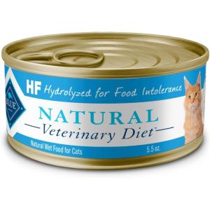 imageBlue Buffalo Natural Veterinary Diet HF Hydrolyzed for Food Intolerance Wet Cat Food Veterinarians Prescription Required Salmon 55oz Cans 24 Count