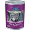 imageBlue Buffalo Wilderness Adult Wet Dog Food HighProtein ampamp GrainFree Made with Natural Ingredients Salmon ampamp Chicken Grill 125oz Cans 12 CountBeef  Chicken