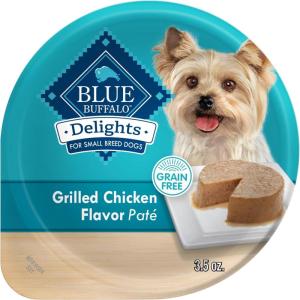 imageBlue Buffalo Delights Natural Adult Small Breed Wet Dog Food Variety Pack Made with Natural Ingredients Filet Mignon Flavor Pat ampamp Porterhouse Flavor Pat 35oz Cups 12 Count 6 of EachChicken