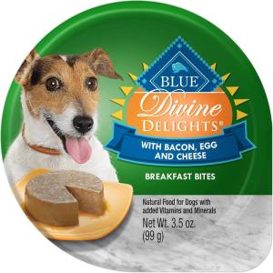 imageBlue Buffalo Delights Natural Adult Small Breed Wet Dog Food Variety Pack Made with Natural Ingredients Filet Mignon Flavor Pat ampamp Porterhouse Flavor Pat 35oz Cups 12 Count 6 of EachBacon  Egg  Cheese