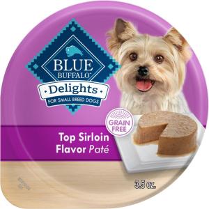 imageBlue Buffalo Delights Natural Adult Small Breed Wet Dog Food Variety Pack Made with Natural Ingredients Filet Mignon Flavor Pat ampamp Porterhouse Flavor Pat 35oz Cups 12 Count 6 of EachTop Sirloin