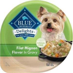 imageBlue Buffalo Delights Small Breed Natural Wet Dog Food Rotisserie Chicken Flavor in Gravy 35oz Cups 12 CountFilet Mignon