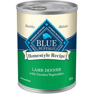 imageBlue Buffalo Homestyle Recipe Adult Wet Dog Food Made with Natural Ingredients Beef Dinner With Garden Vegetables 125oz Cans 12 CountLamb