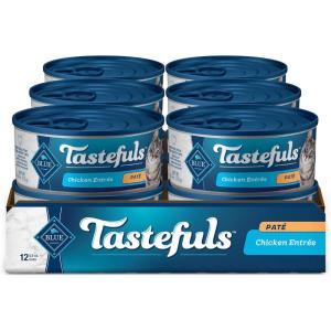 imageBlue Buffalo Tastefuls Natural Flaked Wet Cat Food Variety Pack Tuna Chicken and Fish ampamp Shrimp Entres in Gravy 55oz Cans 12 Count  4 of EachChicken