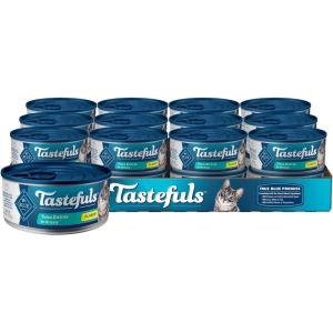 imageBlue Buffalo Tastefuls Natural Flaked Wet Cat Food Variety Pack Tuna Chicken and Fish ampamp Shrimp Entres in Gravy 55oz Cans 12 Count  4 of EachTuna