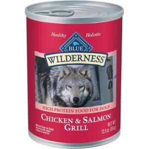 imageBlue Buffalo Wilderness Adult Wet Dog Food HighProtein ampamp GrainFree Made with Natural Ingredients Salmon ampamp Chicken Grill 125oz Cans 12 CountSalmon  Chicken