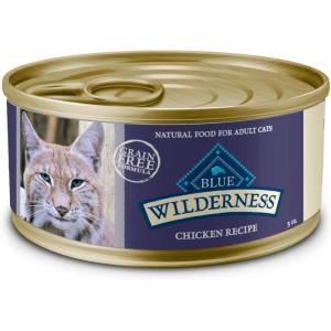 imageBlue Buffalo Wilderness Natural Wet Cat Food Pat HighProtein ampamp GrainFree Recipe Chicken 55oz Cans 24 CountChicken