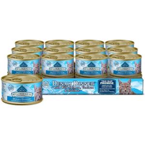 imageBlue Buffalo Wilderness Natural Wet Cat Food Pat HighProtein ampamp GrainFree Recipe Chicken 55oz Cans 24 CountDenali  Turkey  Salmon  Venison   Halibut
